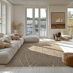 Shaggy szőnyeg - Kindon Natural Cotton Shaggy (bézs/fehér)