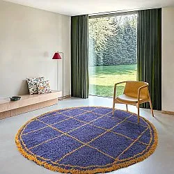 Kerek szőnyeg - Lana Natural Cotton Shaggy (kék/sárga)