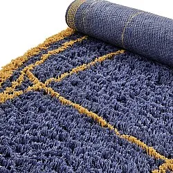 Kerek szőnyeg - Lana Natural Cotton Shaggy (kék/sárga)