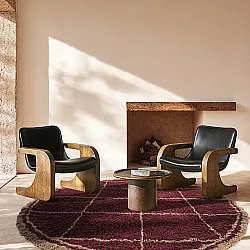 Kerek szőnyeg - Lana Natural Cotton Shaggy (taupe/piros)