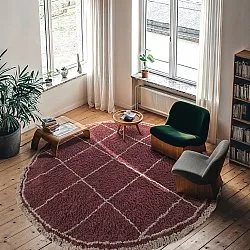 Kerek szőnyeg - Lana Natural Cotton Shaggy (taupe/piros)