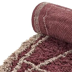 Kerek szőnyeg - Lana Natural Cotton Shaggy (taupe/piros)