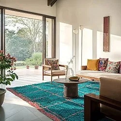 Shaggy szőnyeg - Lana Natural Cotton Shaggy (türkiz/rózsaszín)