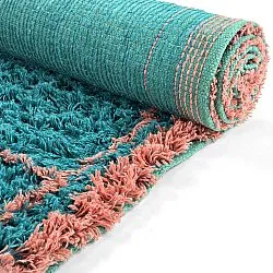 Shaggy szőnyeg - Lana Natural Cotton Shaggy (türkiz/rózsaszín)