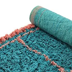 Shaggy szőnyeg - Lana Natural Cotton Shaggy (türkiz/rózsaszín)