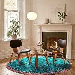 Kerek szőnyeg - Lana Natural Cotton Shaggy (türkiz/rózsaszín)