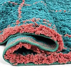Kerek szőnyeg - Lana Natural Cotton Shaggy (türkiz/rózsaszín)