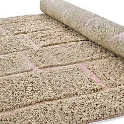 Shaggy szőnyeg - Lindley Natural Cotton Shaggy (bézs/rózsaszín)