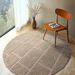 Kerek szőnyeg - Lindley Natural Cotton Shaggy (bézs/rózsaszín)