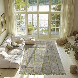 Shaggy szőnyeg - Lindley Natural Cotton Shaggy (greige/zöld)