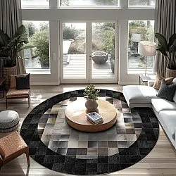 Kerek szőnyeg - Livada (fekete/többszínű)