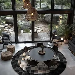 Kerek szőnyeg - Livada (fekete/többszínű)