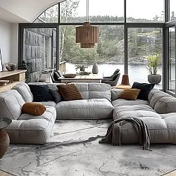 Kerek szőnyeg - Mermer (szürke/fehér)