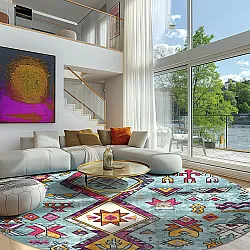 Kerek szőnyeg - Misare (kék/többszínű)