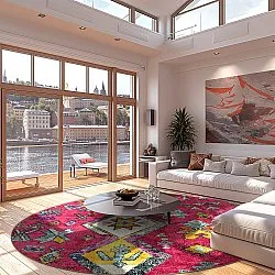 Kerek szőnyeg - Misare (rózsaszín/többszínű)