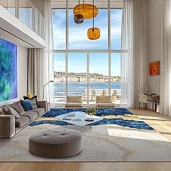 Wilton szőnyeg - Padova (kék/fehér/arany)