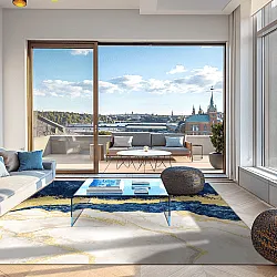 Wilton szőnyeg - Padova (kék/fehér/arany)