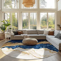 Kerek szőnyeg - Padova (kék/fehér/arany)