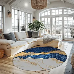 Kerek szőnyeg - Padova (kék/fehér/arany)