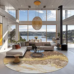 Kerek szőnyeg - Padova (barna/fehér/arany)