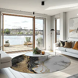 Kerek szőnyeg - Padova (fekete/fehér/arany)