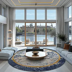 Kerek szőnyeg - Peri (kék/többszínű)