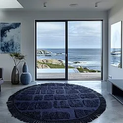 Kerek szőnyeg - Salem Natural Cotton Shaggy (sötétkék)