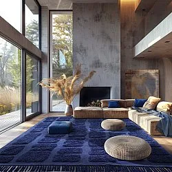 Shaggy szőnyeg - Salem Natural Cotton Shaggy (sötétkék)