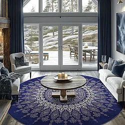 Kerek szőnyeg - homokrigo (kék/bezs)