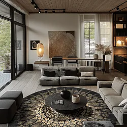 Kerek szőnyeg - homokrigo (fekete/arany)