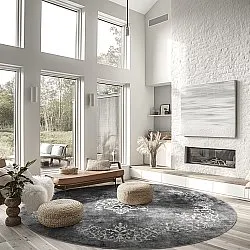 Kerek szőnyeg - Santi (sötétszürke/fehér)