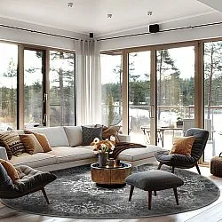 Kerek szőnyeg - Santi (sötétszürke/fehér)