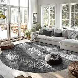 Kerek szőnyeg - Santi (sötétszürke/fehér)