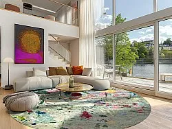 Kerek szőnyeg - Satriano (szürke/többszínű)