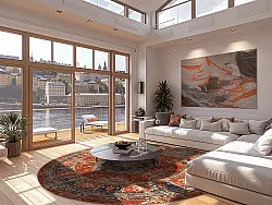 Kerek szőnyeg - Soussi (piros/többszínű)