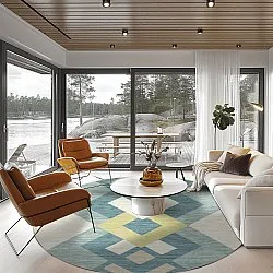 Kerek szőnyeg - Temara (kék/többszínű)