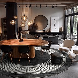 Kerek szőnyeg - Tilos (fekete/fehér)