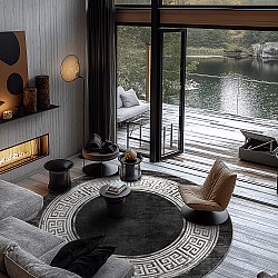 Kerek szőnyeg - Tilos (fekete/fehér)