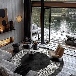 Kerek szőnyeg - Tilos (fekete/fehér)