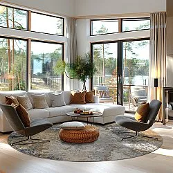 Kerek szőnyeg - Travale (szürke/többszínű)