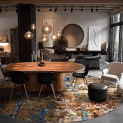 Kerek szőnyeg - Trepito (barna/kék/többszínű)