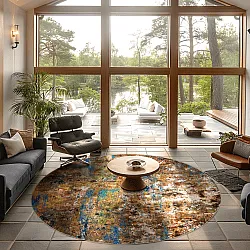 Kerek szőnyeg - Trepito (barna/kék/többszínű)