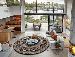 Kerek szőnyeg - Vakifli (fekete/többszínű)