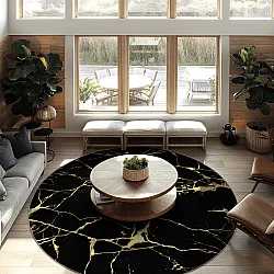 Kerek szőnyeg - Vieste (fekete/arany)