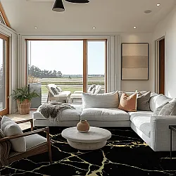 Kerek szőnyeg - Vieste (fekete/arany)