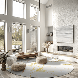 Kerek szőnyeg - Vieste (fehér/arany)