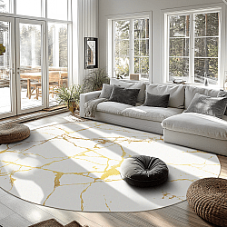 Kerek szőnyeg - Vieste (fehér/arany)