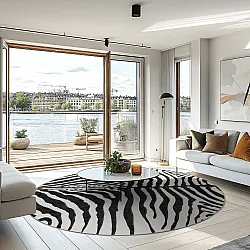 Kerek szőnyeg - Zebra (fekete/fehér)