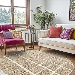 Kerek szőnyeg - Zola Natural Cotton Shaggy (bézs)