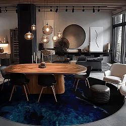 Kerek szőnyeg - Zuani (sötétkék)